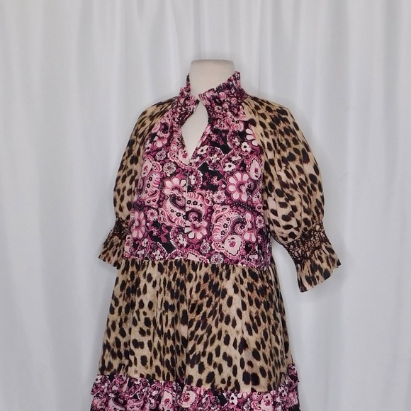FIGUE Halima Dress Floral Paisley Blackberry Leopard Dress Purple Boho Small - Picture 7 of 14